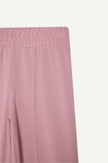 بنطرون بناتي منسوج وايد ليج برجل واسع