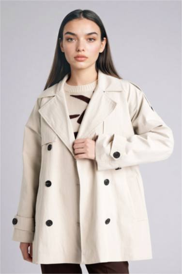 Regular Fıt Twill Trençkot - Görsel 3