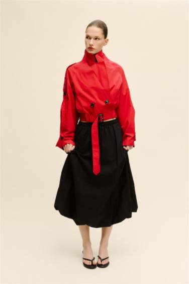 Cropped Fıt Twill Trençkot - Görsel 2