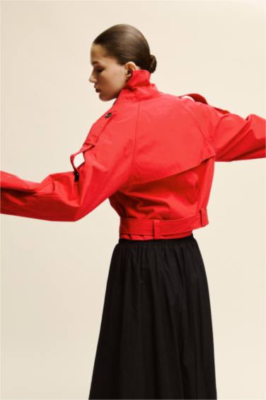 Cropped Fıt Twill Trençkot - Görsel 7