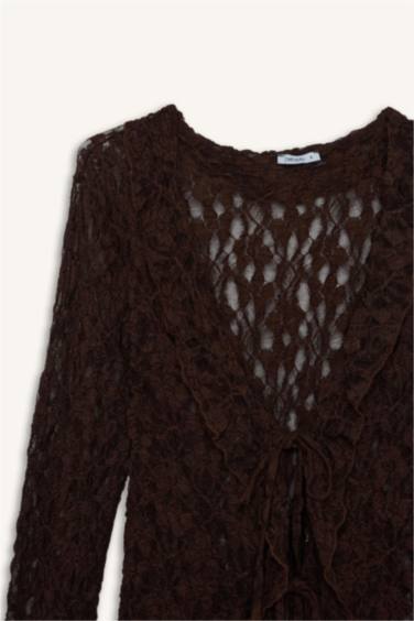 Fıtted Dantel Uzun Kollu Bluz - Görsel 7