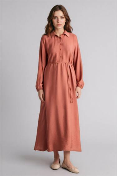 Gömlek Yaka Maxi Elbise