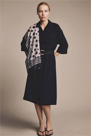 Regular Fıt Yarım Kollu Midi Elbise