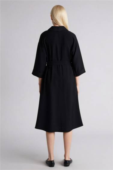 Regular Fıt Yarım Kollu Midi Elbise - Görsel 7