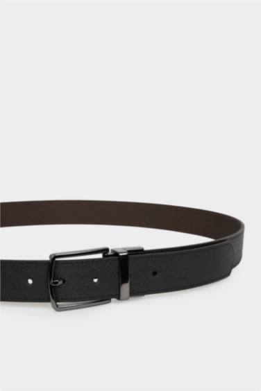 Erkek Dikdörtgen Toka Suni Deri Jean Kemeri - Görsel 2