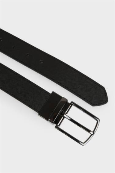 Erkek Dikdörtgen Toka Suni Deri Jean Kemeri - Görsel 3