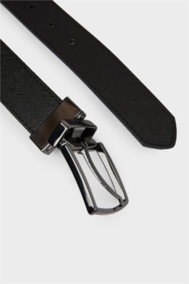 Erkek Dikdörtgen Toka Suni Deri Jean Kemeri - Görsel 4