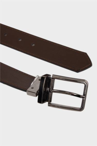 Erkek Dikdörtgen Toka Suni Deri Jean Kemeri