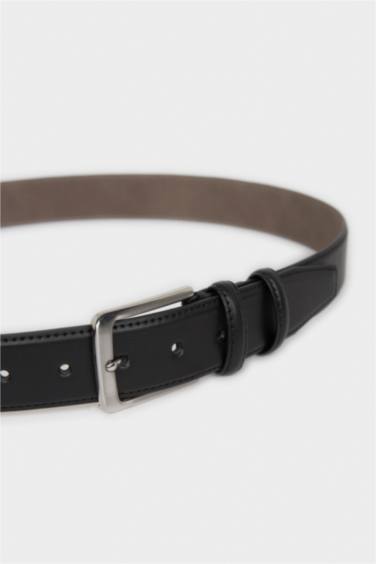 Erkek Dikdörtgen Toka Suni Deri Klasik Kemer - Görsel 2