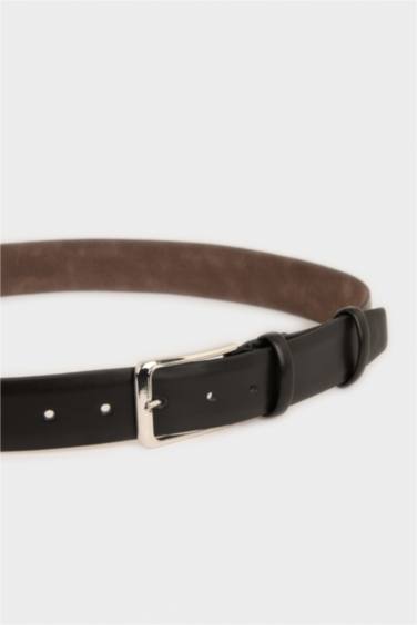 Erkek Dikdörtgen Toka Suni Deri Klasik Kemer - Görsel 2