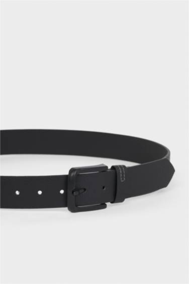 Erkek Dikdörtgen Toka Suni Deri Jean Kemeri