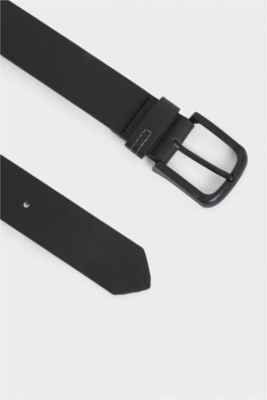 Erkek Dikdörtgen Toka Suni Deri Jean Kemeri