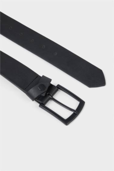 Erkek Dikdörtgen Toka Suni Deri Günlük Kemer