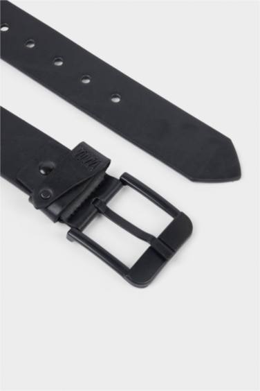 Erkek Dikdörtgen Toka Suni Deri Günlük Kemer