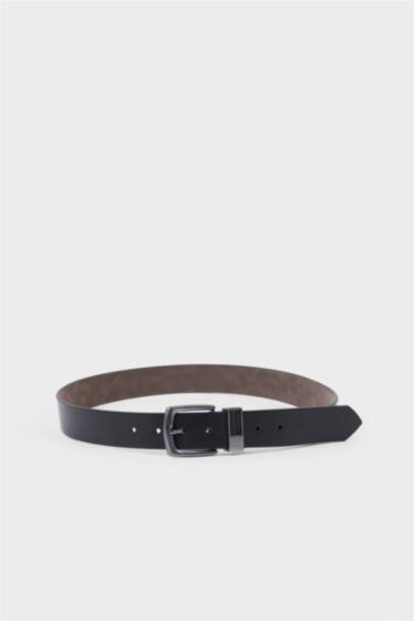 Erkek Dikdörtgen Toka Suni Deri Günlük Kemer