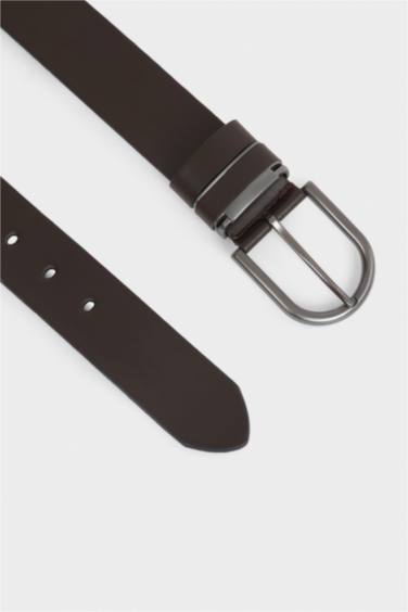 Erkek Dikdörtgen Toka Suni Deri Günlük Kemer