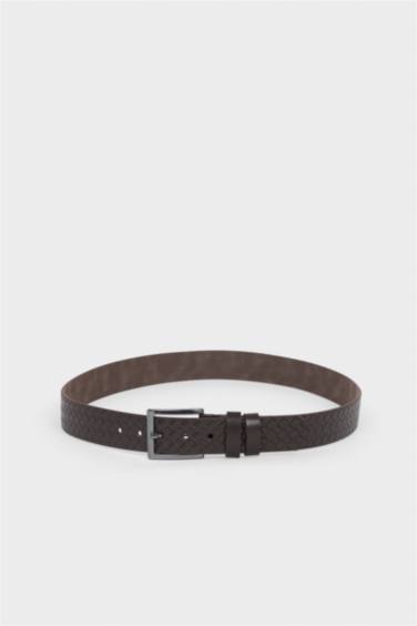 Erkek Dikdörtgen Toka Suni Deri Günlük Kemer