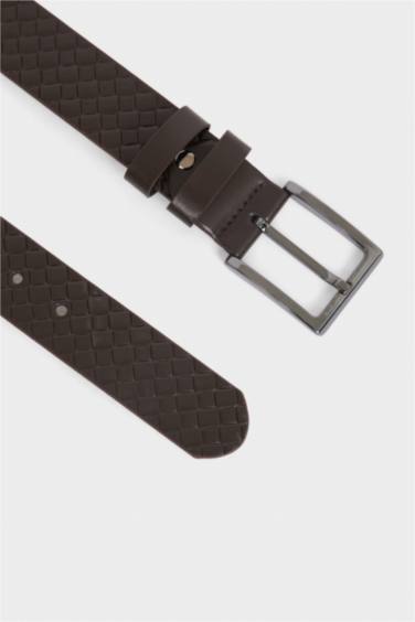 Erkek Dikdörtgen Toka Suni Deri Günlük Kemer