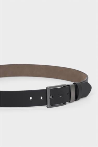 Erkek Dikdörtgen Toka Suni Deri Günlük Kemer