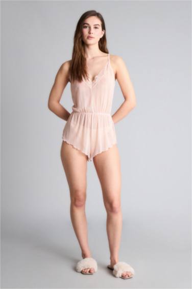 Regular Fıt V Yaka Şifon Askılı Tulum - Görsel 2