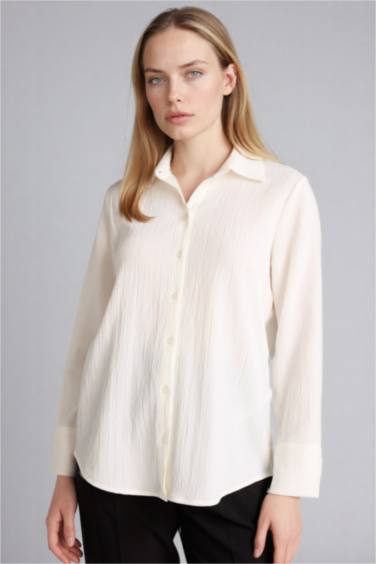 Regular Fıt Gofre Dokulu Gömlek