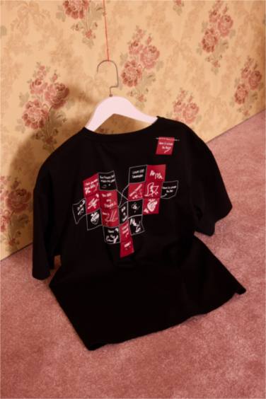 %100 Pamuk Boxy Fit Baskılı Tişört