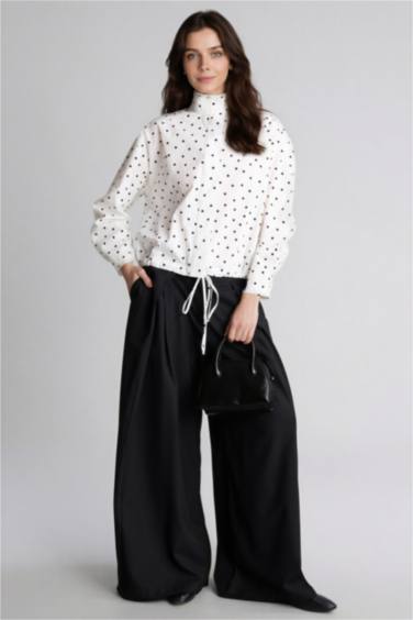 %100 Pamuk Puantiyeli Poplin Tunik - Görsel 2