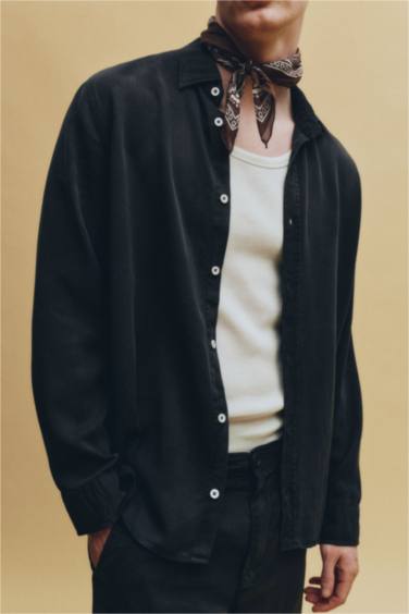 REGULAR FIT Akışkan Kumaş Gömlek - Görsel 4