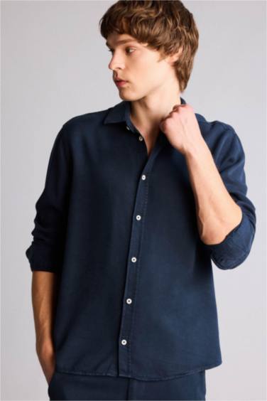 REGULAR FIT Akışkan Kumaş Gömlek - Görsel 4