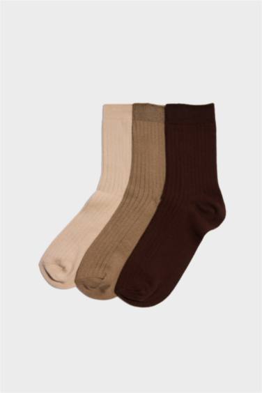 Kadın 3'lü Pamuk Akrilik Uzun Çorap