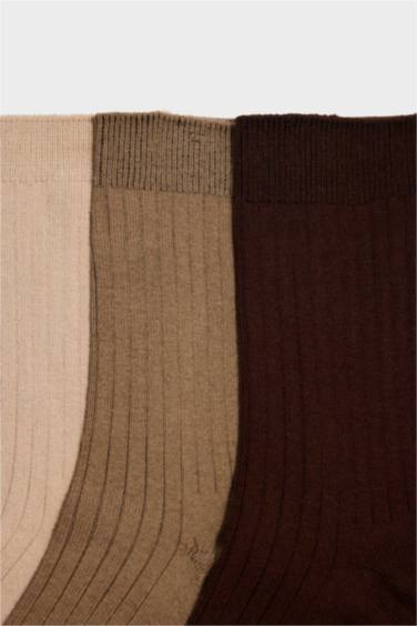 Kadın 3'lü Pamuk Akrilik Uzun Çorap