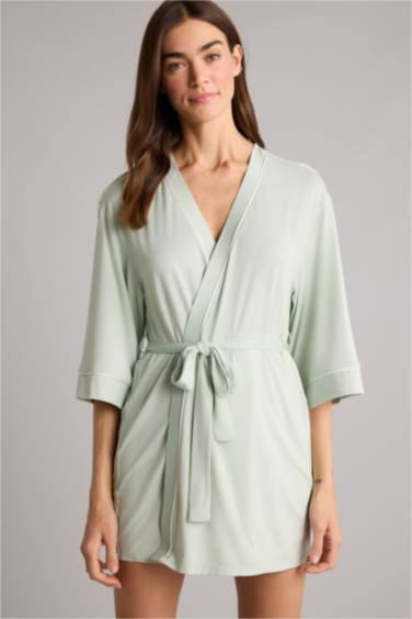 Regular Fıt Wrap Yaka Softshell Sabahlık - Görsel 2