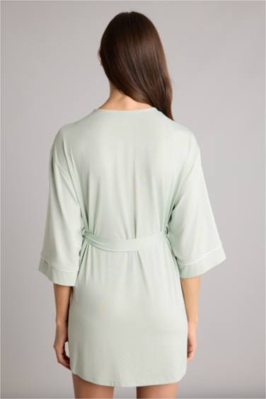 Regular Fıt Wrap Yaka Softshell Sabahlık - Görsel 5