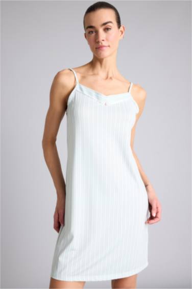 Softshell Çizgili Askılı Gecelik - Görsel 2