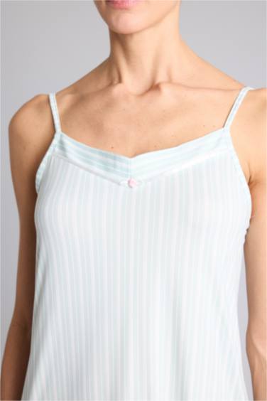 Softshell Çizgili Askılı Gecelik - Görsel 4