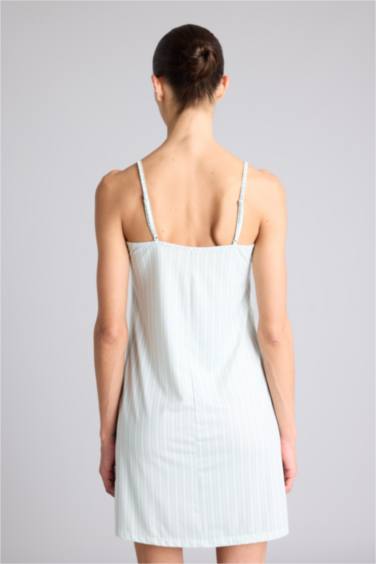 Softshell Çizgili Askılı Gecelik - Görsel 5