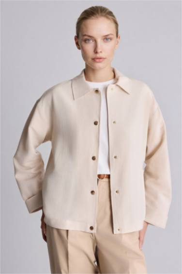 Regular Fıt Keten Karışımlı Gömlek - Görsel 3