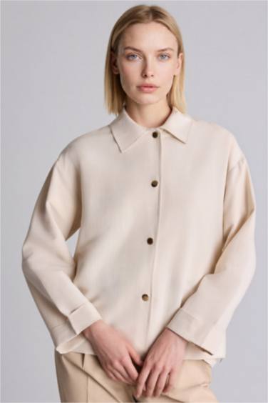 Regular Fıt Keten Karışımlı Gömlek - Görsel 5