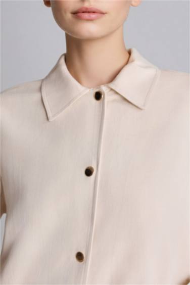 Regular Fıt Keten Karışımlı Gömlek - Görsel 6