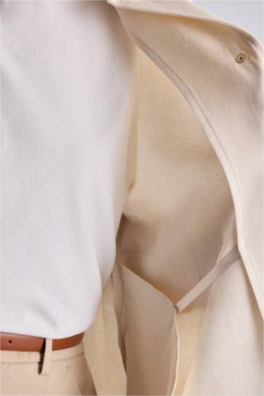 Regular Fıt Keten Karışımlı Gömlek - Görsel 7