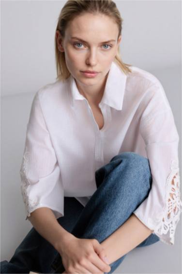 Regular Fıt Flamlı Pamuk