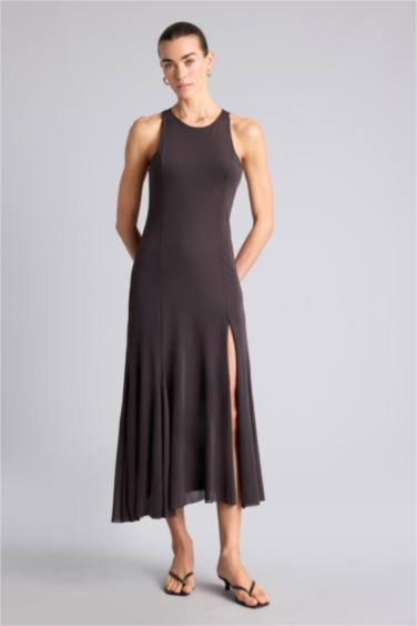 Tül Kolsuz Midi Elbise - Görsel 2