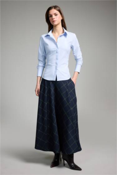 A Cut Printed Normal Waist Midi Skirt