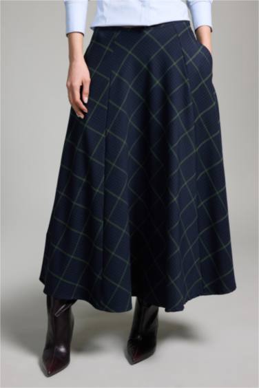 A Cut Printed Normal Waist Midi Skirt