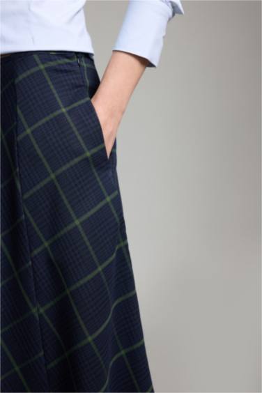 A Cut Printed Normal Waist Midi Skirt