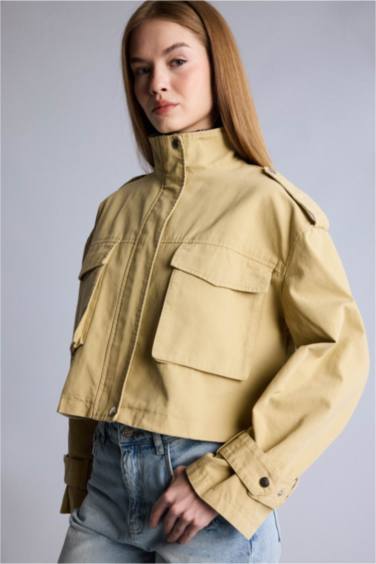 Fermuarlı Kısa Pamuklu Mont