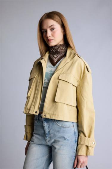 Fermuarlı Kısa Pamuklu Mont - Görsel 3