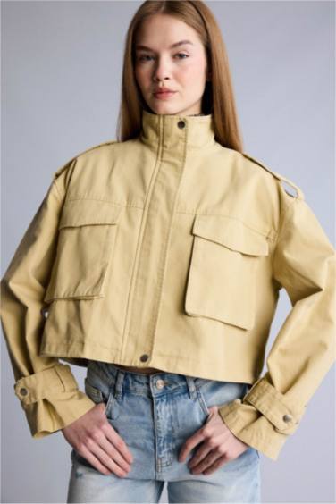 Fermuarlı Kısa Pamuklu Mont