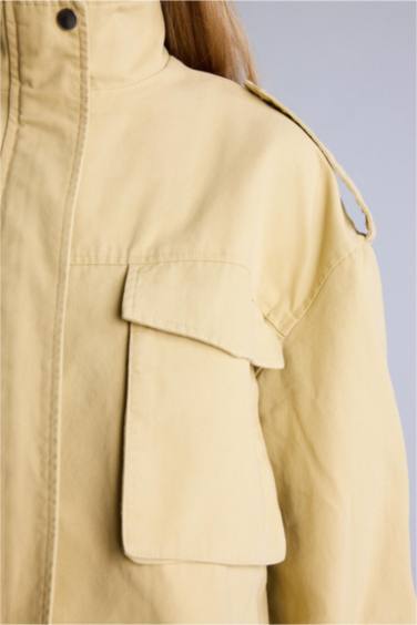 Fermuarlı Kısa Pamuklu Mont - Görsel 5