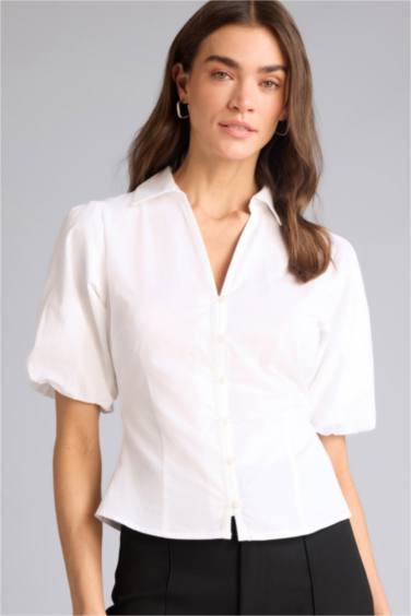 Fıtted Poplin Kısa Kollu Gömlek